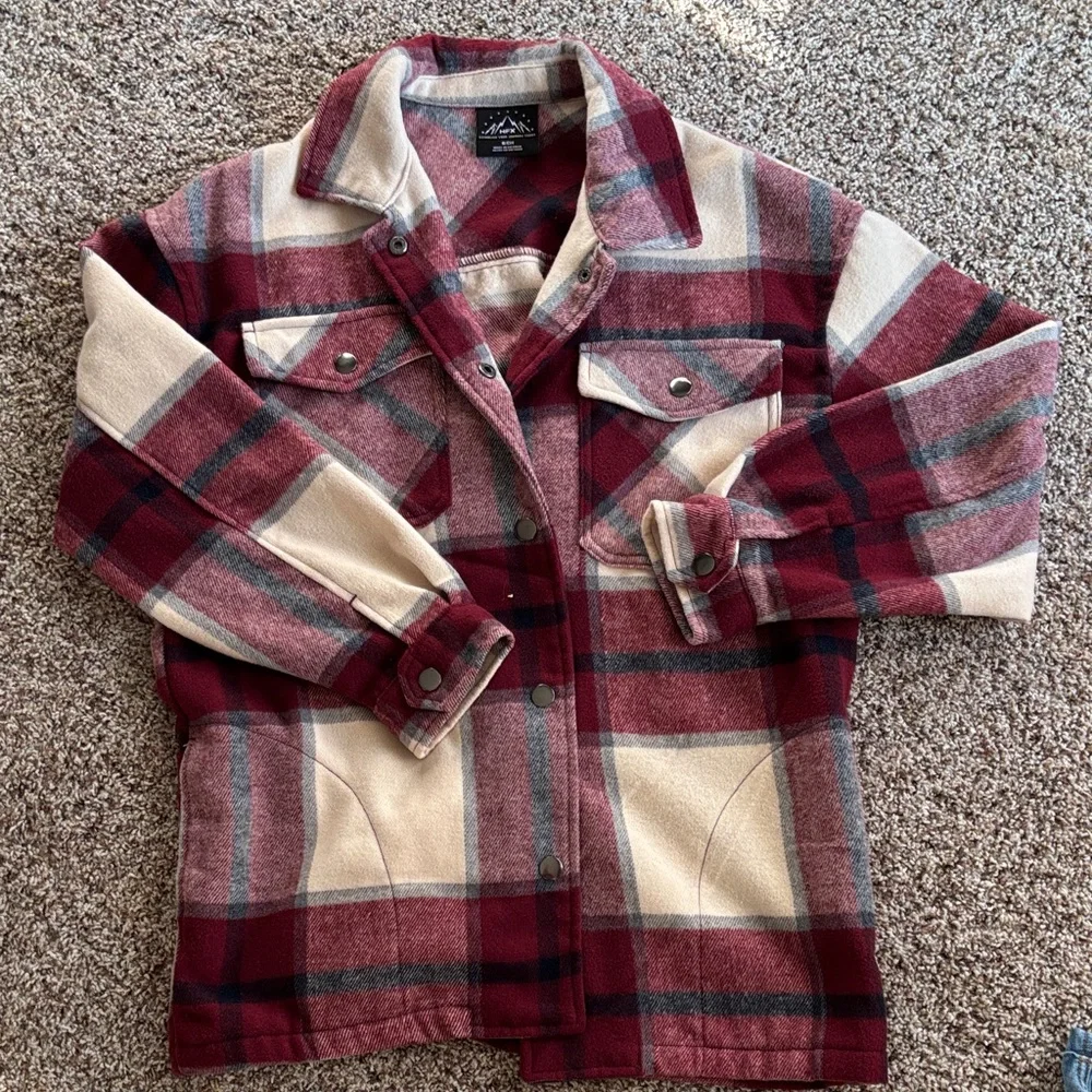 Plaid Button-Up Jacket Shacket - Picture 1 of 4